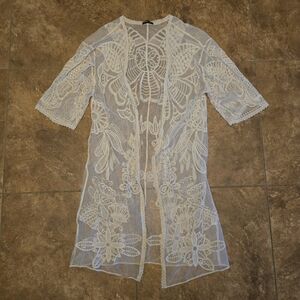 White Laced | SHEIN | Longline Duster Cardigan